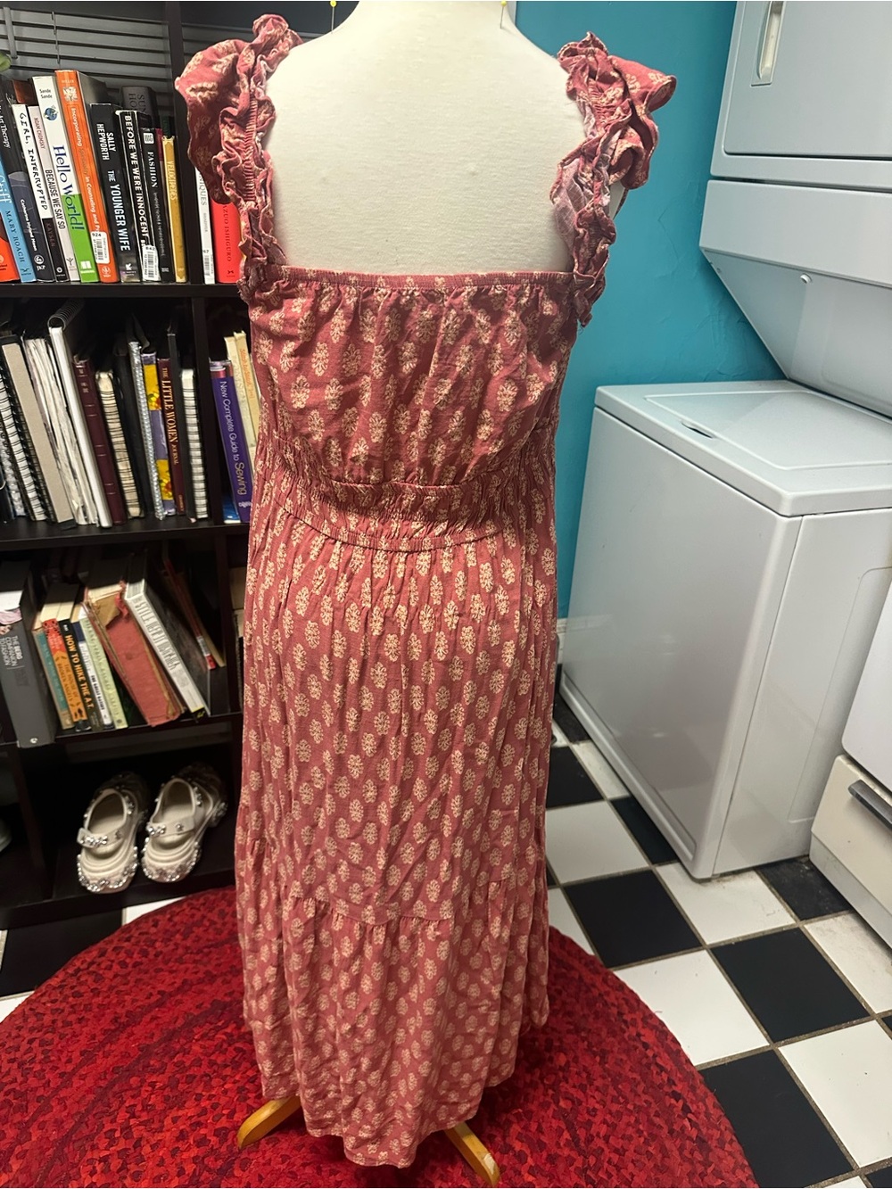 Boho Lucky Brand Mauve Print Ruffle-strap Midi Dress - Picture 3 of 7